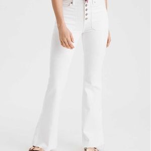 High waisted white flare jeans